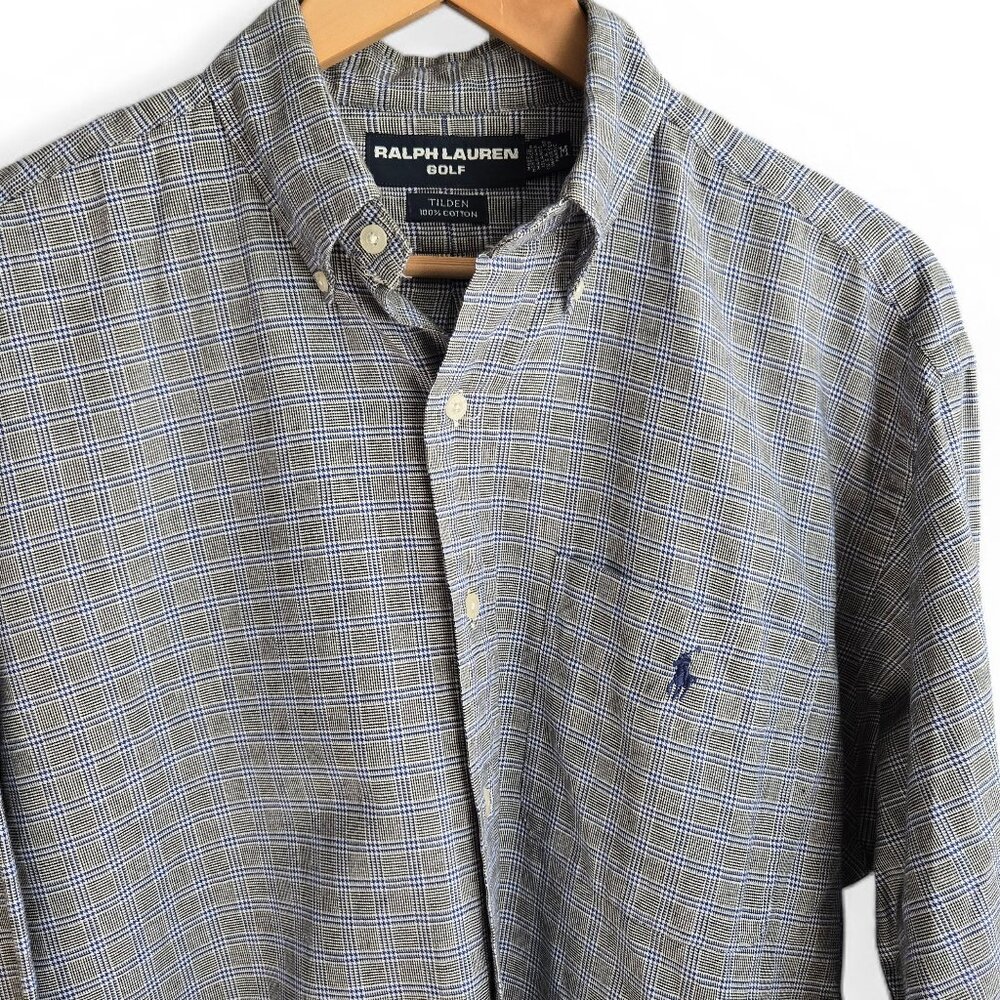 Ralph Lauren Golf Glen Check Button Down Shirt‎ Men's Tattersall Plaid Preppy M